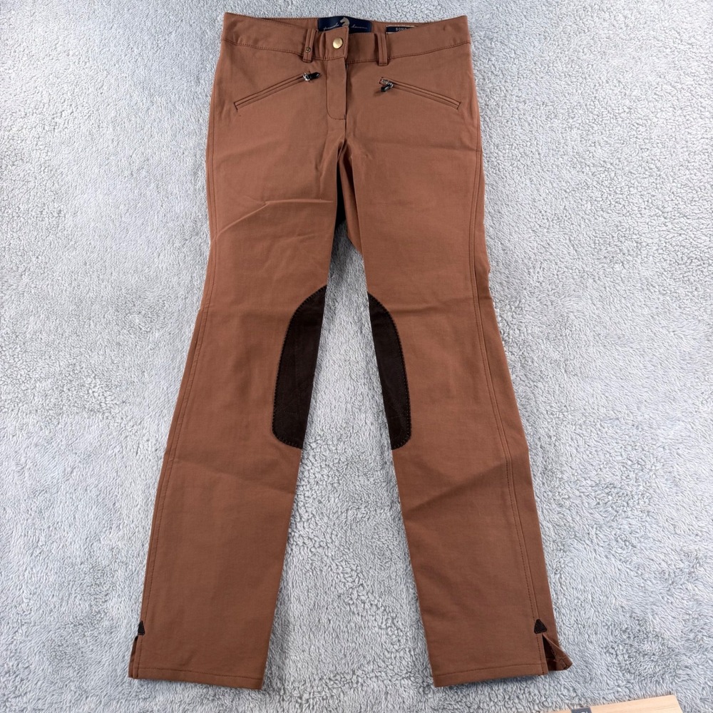 Pamela Henson Women 4 Brown Equestrian Knee Patch Pants A82455 Nougat Espresso